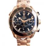(OM) Copy Swiss Omega Seamaster 9901 Watch Rose Gold Black Face
